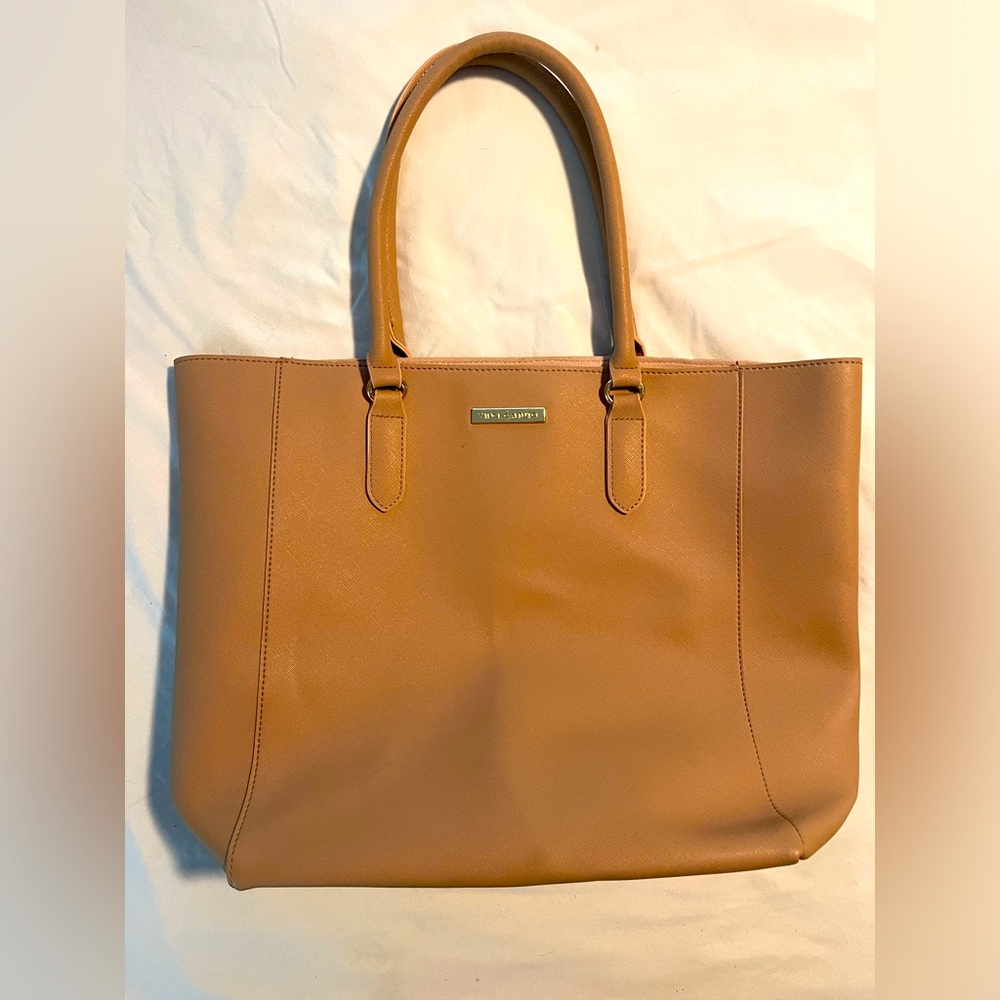 Vince Camuto Saffiano Leather Tote Purse in Pinkish tan Cream Interior Handbag